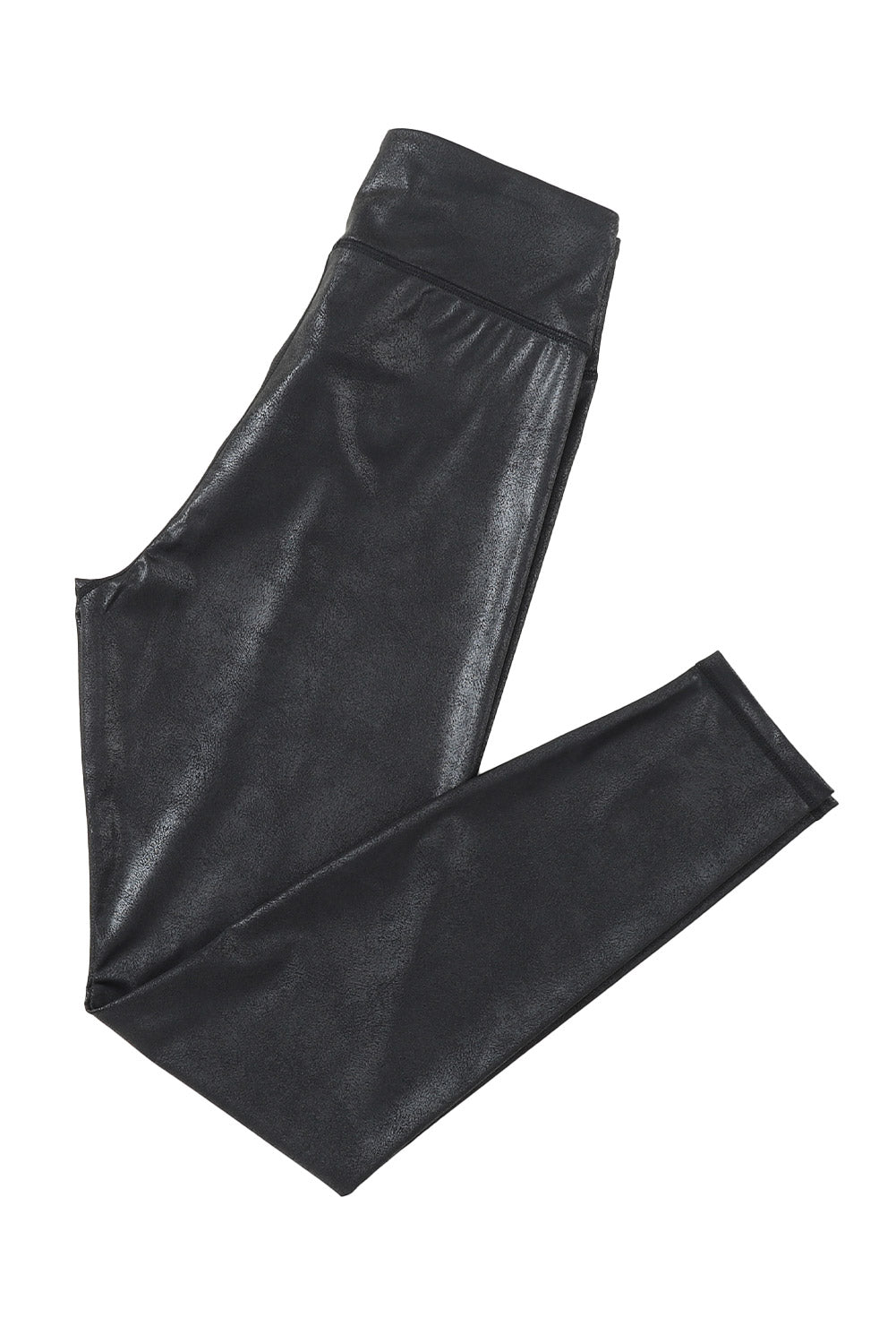 Crossed Dip Waist Sleek Leather Leggings