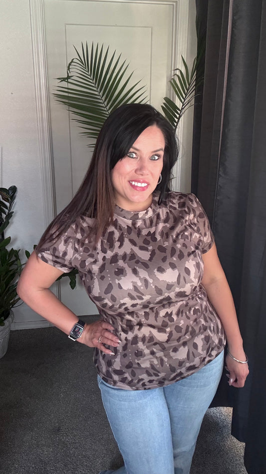 Wildly Chic Top – Taupe Animal Print