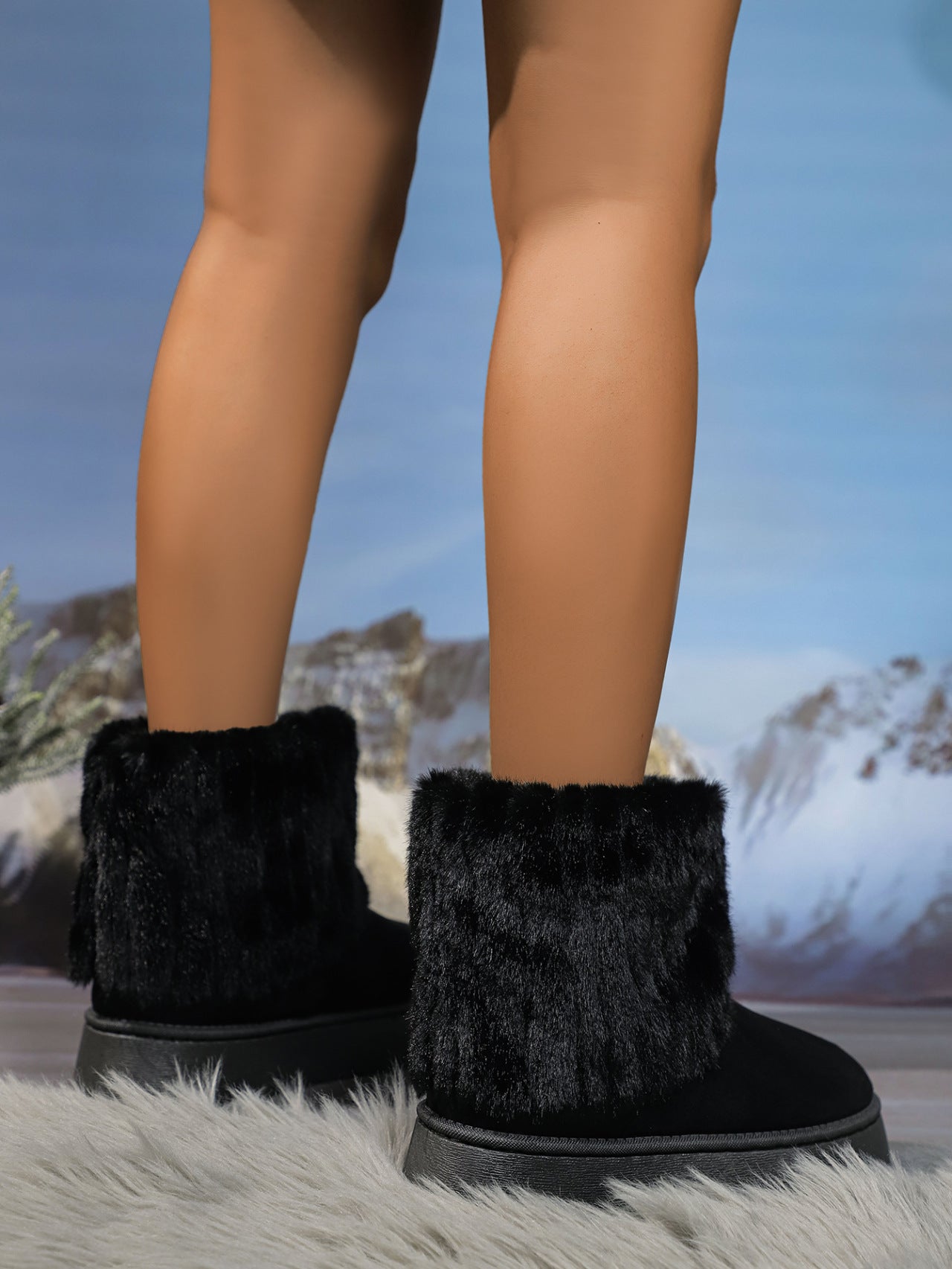 Thermal Faux Fur Suede Platform Boots