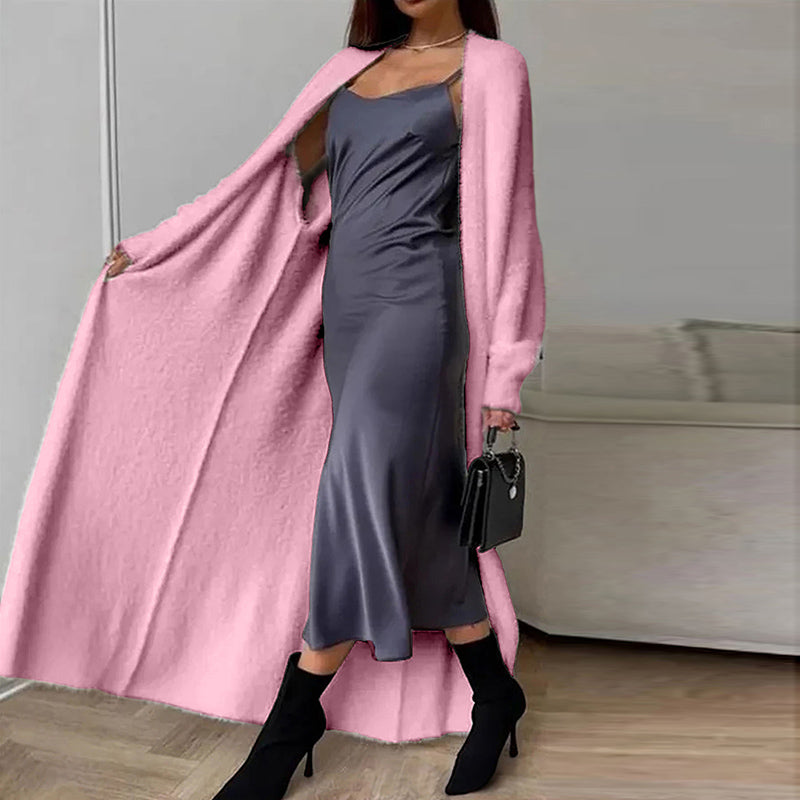 Women's Furry Long Cardigan - Slouchy Open Front Duster Coat, Fuzzy Cozy Layer