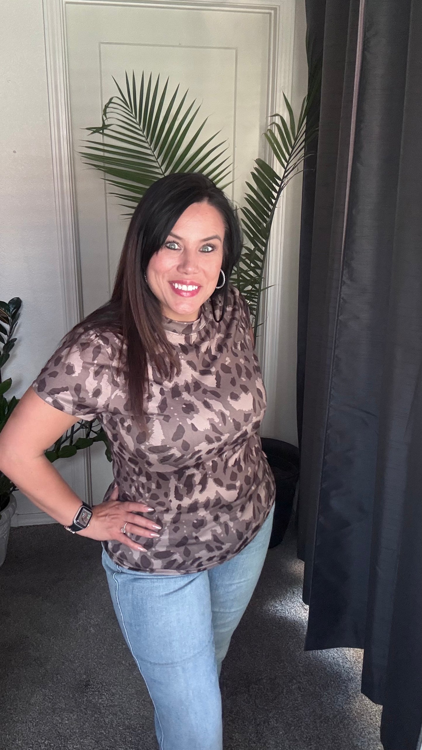 Wildly Chic Top – Taupe Animal Print