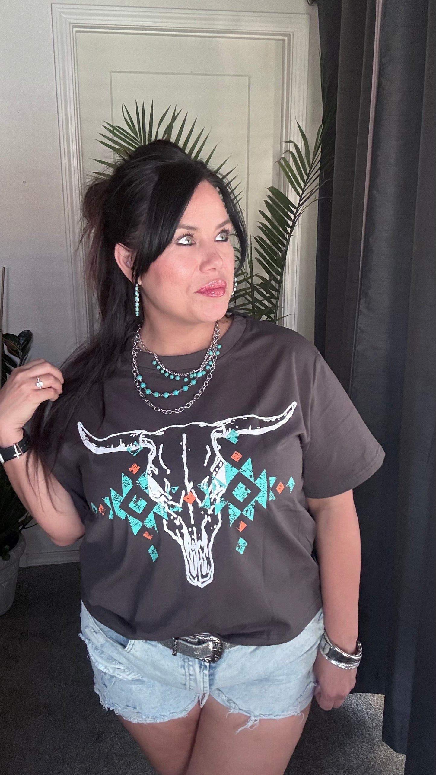 Western Longhorn Oversized Crop Tee