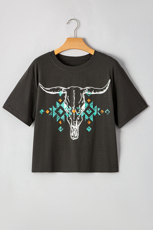 Western Longhorn Oversized Crop Tee