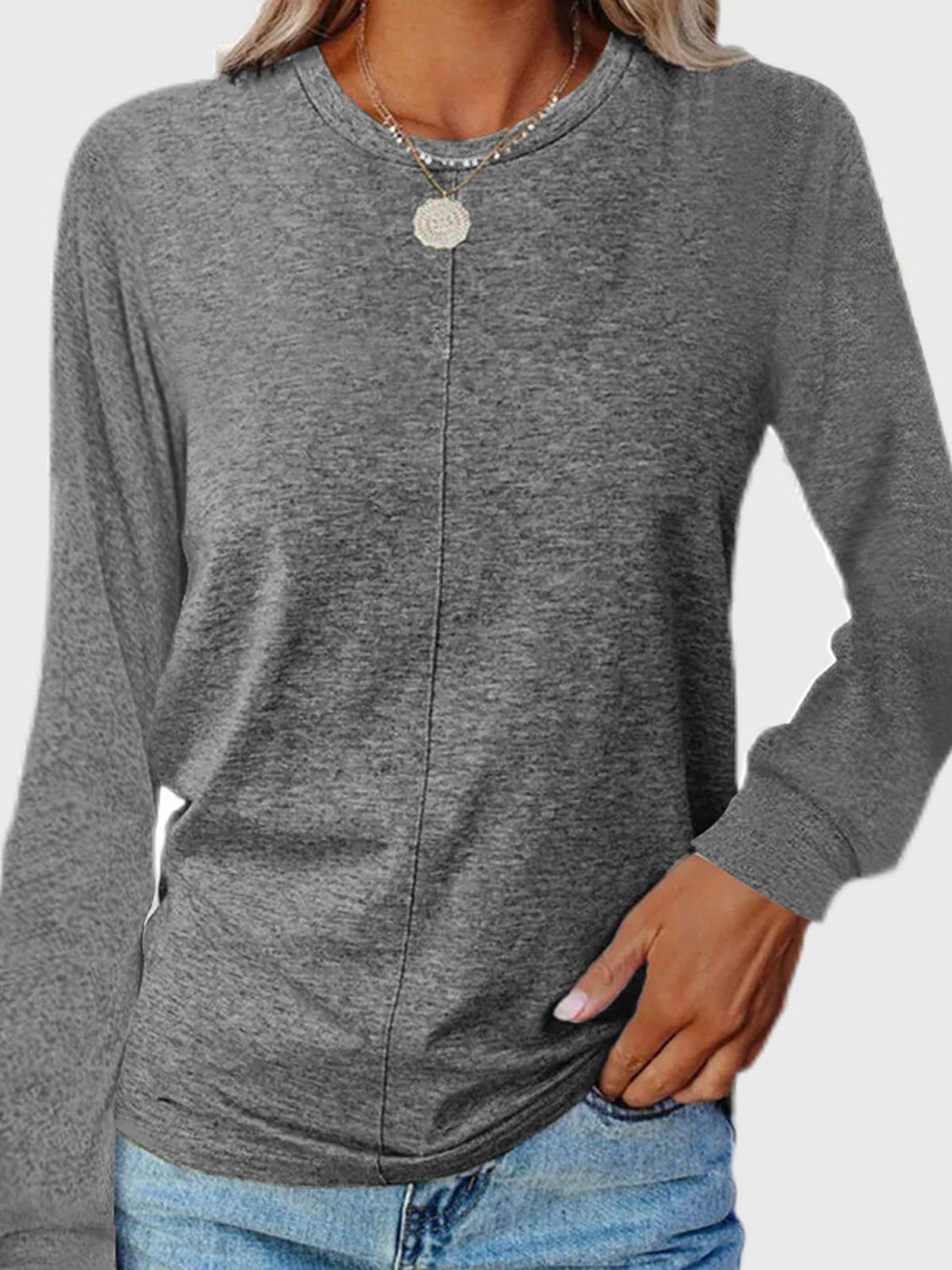 Full Size Round Neck Long Sleeve T-Shirt