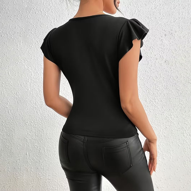 Sexy Mesh Panel Short Sleeve