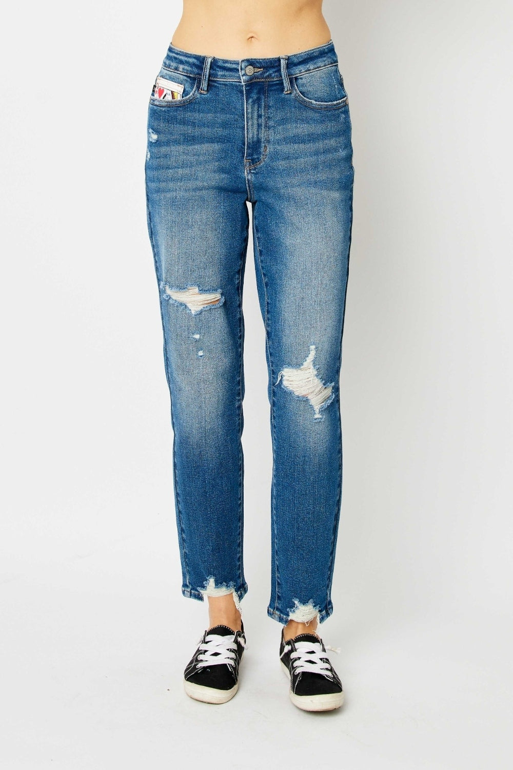 Judy Blue Full Size Distressed Boyfriend Fit Jeans