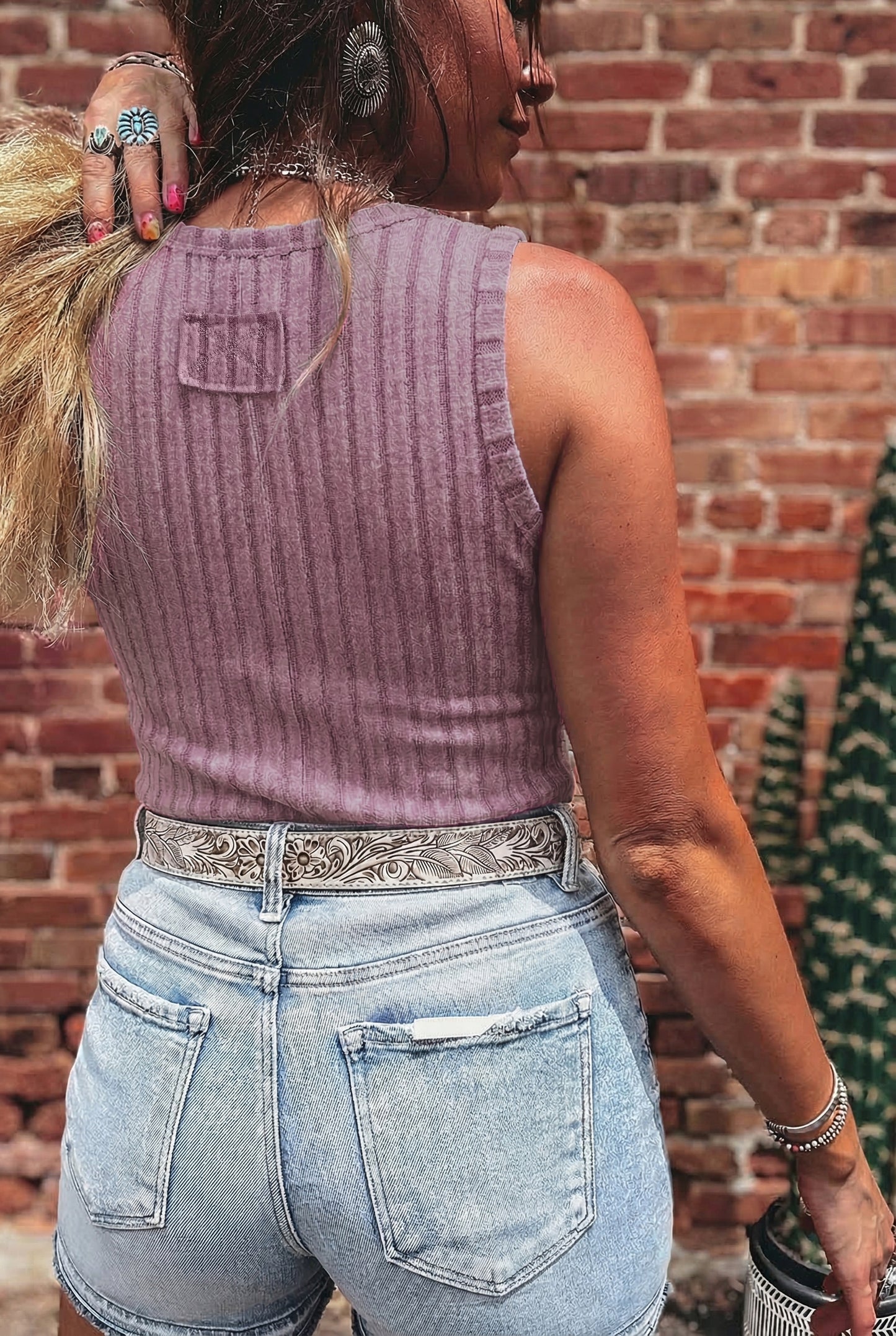 Sea Foam Green Ribbed Mineral Wash Tank Top