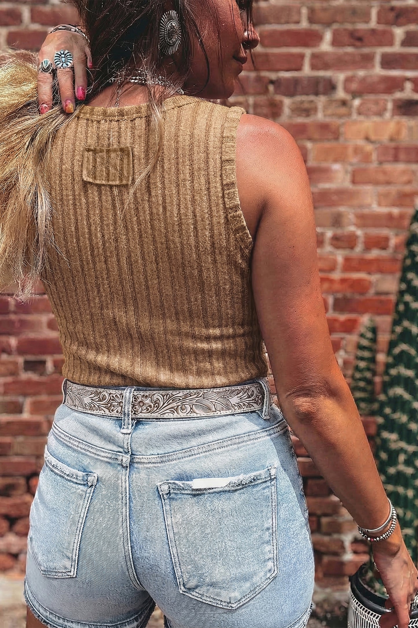Sea Foam Green Ribbed Mineral Wash Tank Top