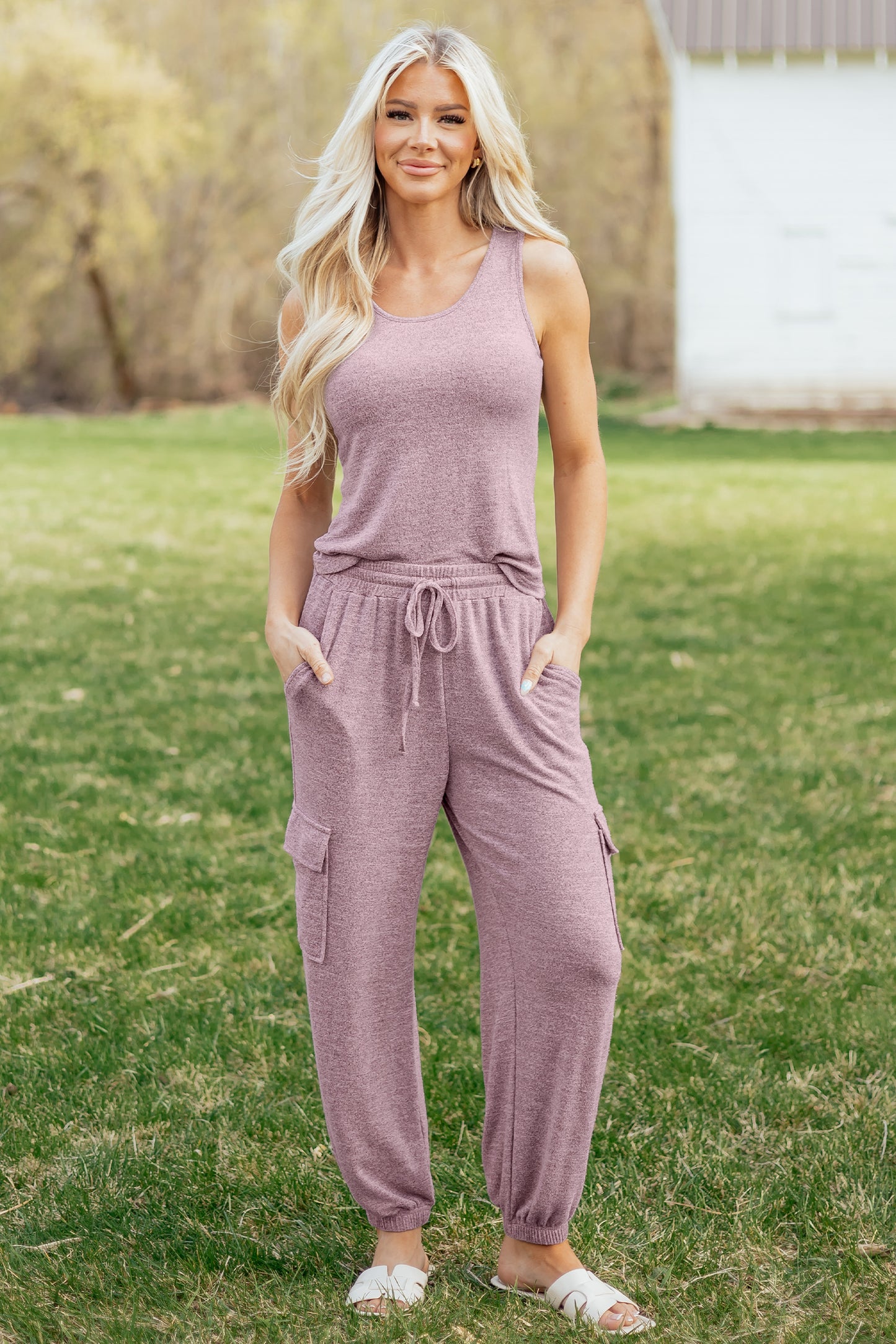 Orchid Bouquet Casual Tank Top Drawstring Jogger Pants 2pcs Outfit