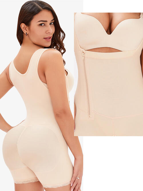 Full Size Side Zip Up Wide Strap Shapewear